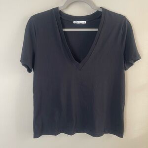 Zara Black V-Neck Short Sleeve Tee